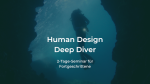 Taucher in voller Ausrüstung schwimmt durch eine Unterwasserhöhle mit dem Text 'Human Design Deep Diver 2-Tage-Seminar für Fortgeschrittene'.